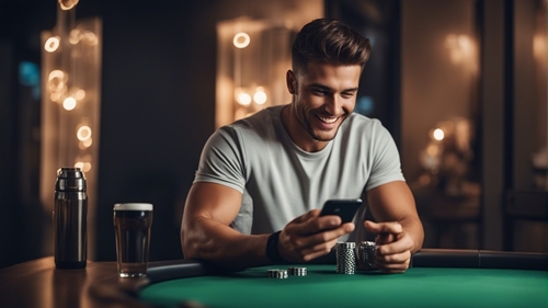 Un jugador sentado en la mesa de un bar