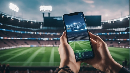 Aplicación de apuestas deportivas 1xbet utilizada durante un partido