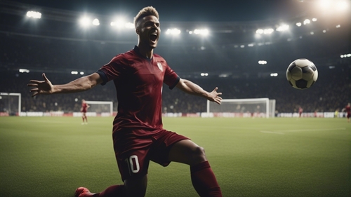 Un jugador del equipo de fútbol Matchbook con su camiseta roja
