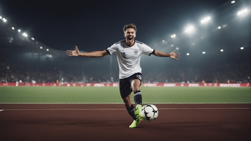 Un futbolista dispara a puerta