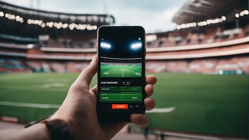 Una mano sostiene una aplicación de apuestas deportivas JAbet mirror